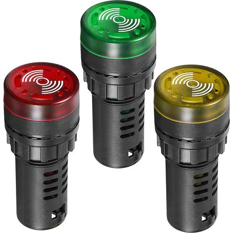 3Pcs Voyant Lumineux avec Buzzer AC/DC 24V, Alarme Clignotante à Montage sur Panneau 22mm pour Panneau de Commande électrique, CVC