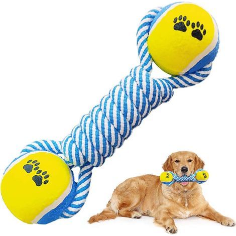 Jouet pour chiot boule de corde, bleu-