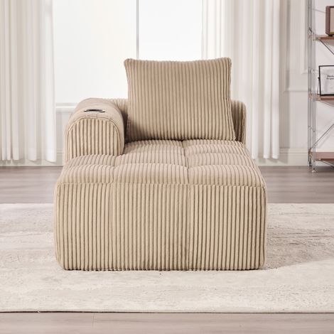 Canapé droit-Velours côtelé confortable-Poche latérale-Porte-boisson intégré-Sans montage-158x93x61cm (1/5)