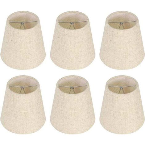 Ensemble de 6 Petits Abat-Jour, Abat-Jour Baril en Toile de Jute Clip sur Ampoule pour Lampe de Table et lampadaire, Abat-Jour de Lustre Nordique Beige 3,5 x 5,5 x 5,2 Pouces (1/4)