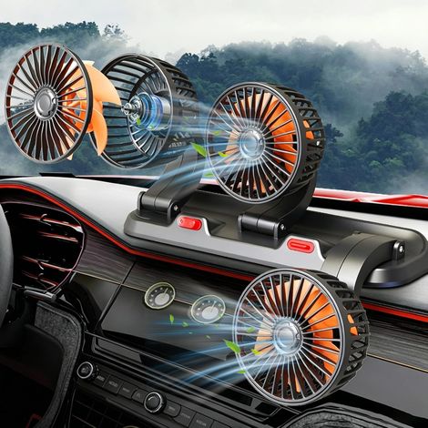 Ventilateur de voiture 12 V,Circulateur d'air de refroidissement électrique à trois têtes,Ventilateur de Refroidissement Rotatifs à 360 °,Pour Véhicules,Camions,SUV,RV (1/5)
