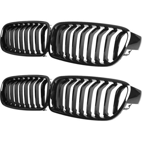 Griglia anteriore (griglia a barra orizzontale singola nera lucida, set di 4 pezzi) adatta ai modelli BMW Serie 3 F30 F31 F35 dal 2012 al 2018.