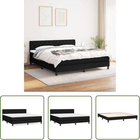 The Living Store Boxspringbett mit Matratze Schwarz 160x200 cm Stoff - Boxspringbett - Doppelbett - Schlafraum - Bettenrahmen - Matratze (1/5)
