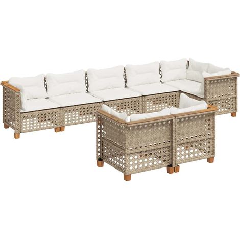 Maison Exclusive - Set Divano da Giardino 8 pz con Cuscini Beige in Polyrattan
