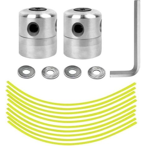 2 têtes de débroussailleuse universelles en aluminium - Double fil et brosse coupe-bordures - Pour gazon et débroussaillage - Conception robuste.