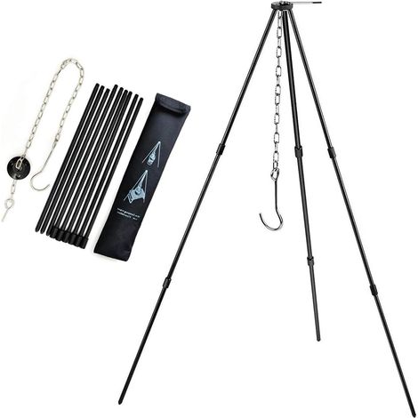 Trépied de Cuisine en Plein Air Pliant Campfire Griller Grill Grille Stand Camping Fire Pit Tool Bonfire Party Pique-Nique BBQ Cintre avec Sac De Rangement (1/2)