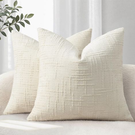 Housse de Coussin 45x45 Lot de 2 Coussin de Canapé en Tissu Chenille Doux Housses de Coussin Beige Coussin Décoratif Canapé & Salon (1/5)