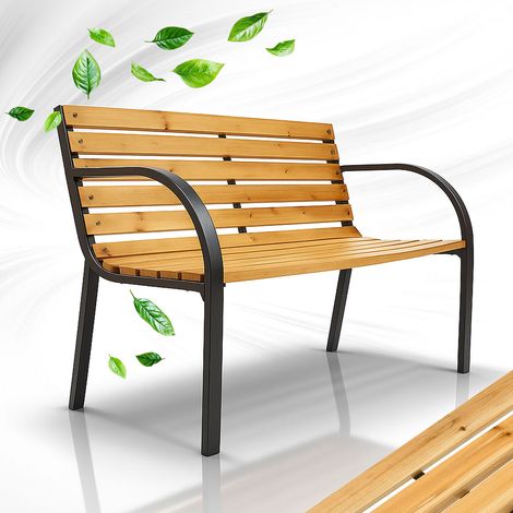 Juskys – Banc de jardin Modena – Banc en bois laqué pour 2 personnes – Structure en acier – Résistant aux intempéries 120x62x82 cm