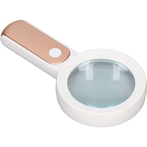 Loupe de poche ultra-légère 30X HD avec lentille optique et lampe LED pour la lecture, couleur or rose et blanc (1/5)