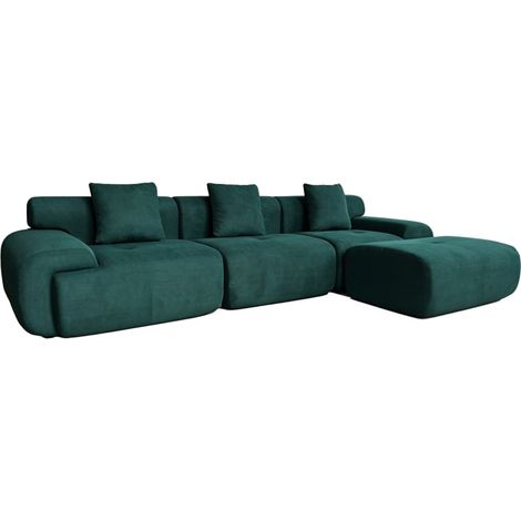 Divano modulare compresso in tessuto chenille verde scuro, 4/5 posti SHEFFIELD (1/5)
