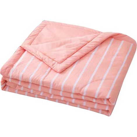 Kühlende Bettdecke, atmungsaktive Baumwolle, - Rosa mit dünnen Streifen