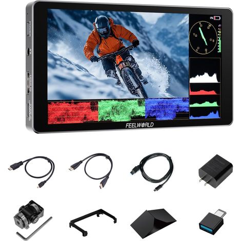 Moniteur de Caméra à Écran Tactile 6 Pouces Moniteur de Terrain 1200Nit avec Batterie Intégrée 4K HDMI 3DLUT HDR Waveform Screenshot Boîtier en Aluminium (1/5)