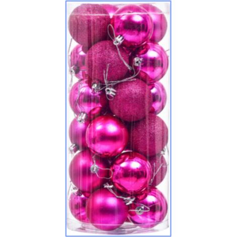 24-teiliges Set mit 80-mm-Weihnachtskugeln, bruchsicherer Kunststoff, weiß, silber und goldfarben, für Weihnachtsfeiern geeignet. (1/5)