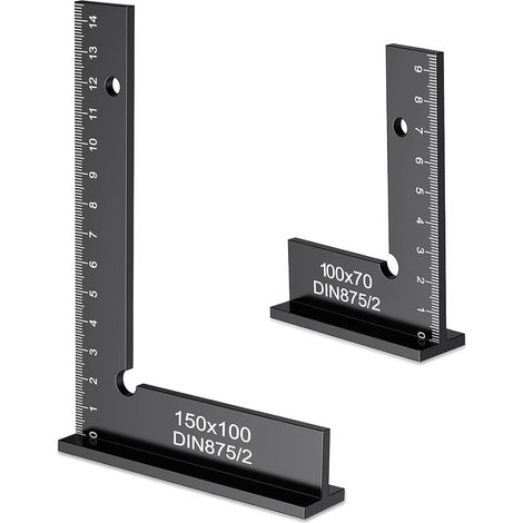 Carpenter's Square, 90° Carpenter's Square, Multifunctional Square, Aluminum 150x100mm + 100x70mm, suitable for precision woodworking (1/5)
