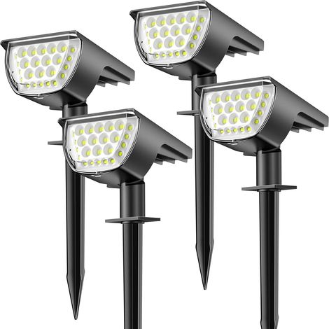 Set of Four Powerful Solar Lights Outdoor IP65 Waterproof Solar Lights Outdoor Solar Garden Lights Solar Outdoor Lighting for Garden Decoration (Cool White) (1/5)