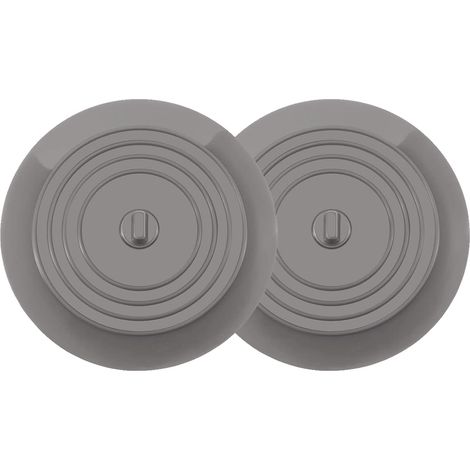 [JAMAIS UTILISÉ]Bouchons de baignoire 2 pièces Bouchons de baignoire en silicone Bouchons d'évier 15 cm de diamètre pour cuisine, salle de bain et buanderie Bouchons de vidange universels (gris) (1/5)
