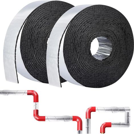 Lot de 2 rouleaux d'isolation pour conduit, isolation à enrouler, 10 m x 0,5 cm, isolation pour tuyaux de chauffage, isolation de tuyaux à enrouler, film isolant avec mousse pour protection des tuyaux (1/5)