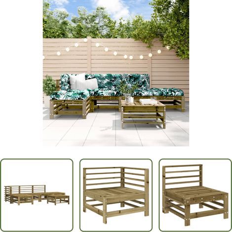 Holzsofa -  6-tlg. Garten-Lounge-Set Imprägniertes Kiefernholz (1/5)