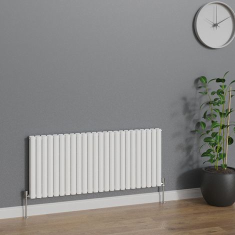 WarmeHaus Horizontal Oval Double Panel White Radiator 600x1416mm