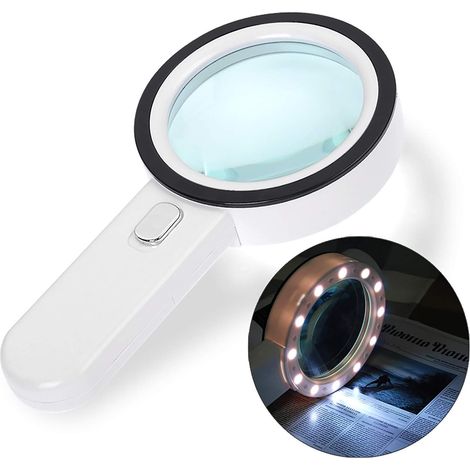 1 Loupe de poche, 12 LED, grossissement 30x, lentille HD 80mm, poignée ergonomique ABS, lecture bijouterie (1/5)