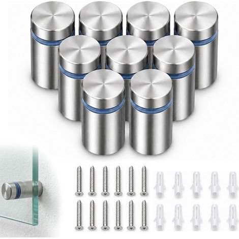 10 Pièces Entretoise Inox, 12x25 mm Entretoises Acier Inoxydable avec Vis Entretoise Verre D'écartement Support pour Fixation Murale Clous pour Panneaux Miroirs Photos (1/5)