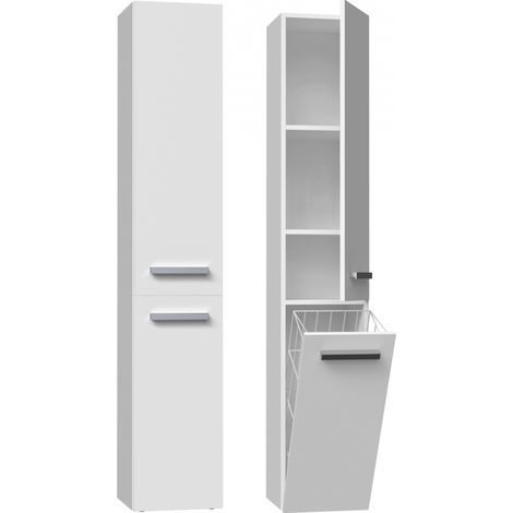 YANA - Bathroom furniture with laundry basket - 31x30x174 cm - Bathroom storage column (1/5)