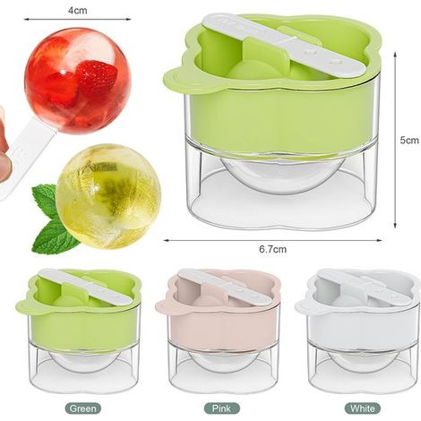 Set di 3 stampi in silicone per palline di gelato con bastoncino per lecca-lecca  Palline di gelato grandi da 4 cm, riutilizzabili e adatte al contatto con gli alimenti. (1/5)