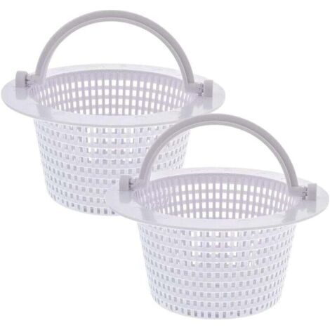 Runder Korb für Aufstellpool-Skimmer, mit Griff zum einfachen Herausnehmen, 2er-Packung – Durchmesser 16 cm – Weiß