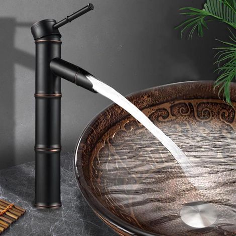 Vintage high waterfall bathroom faucet, single-hole single-lever mixer tap, elegant retro design (1/5)