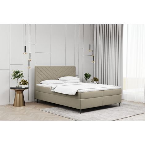 Kaiser Möbel Boxspringbett mit matratze und bettkasten, Schlafbett Vero Beige 180x200 cm (1/2)