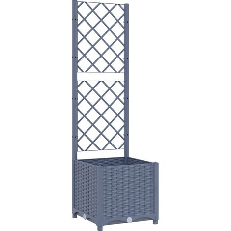 Macetero elevado bandeja plantas flores terraza jardín con enrejado 40 x 40 x 136 cm PP gris 020038287 (1/5)
