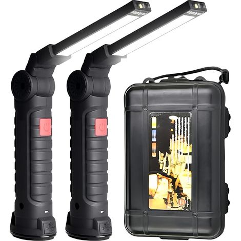 Faro da lavoro a LED, set da 2 fari da lavoro a LED ricaricabili, lampade di ispezione, faro da lavoro magnetico portatile per garage, campeggio, emergenze, riparazione auto (1/5)