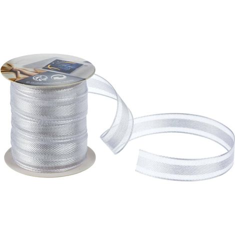 Gewebtes Band 10mm l.3 m Polyester - Weiße linie