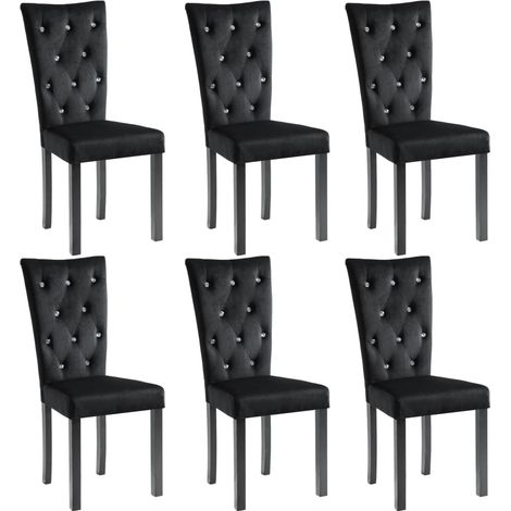 Set di 6 sedie da cucina per sala da pranzo dal design classico in velluto nero CDS022739