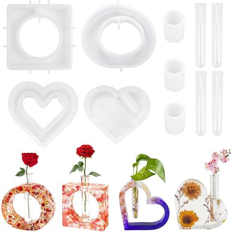 4x moule en silicone vase avec tube à essai pour hydroponie & déco