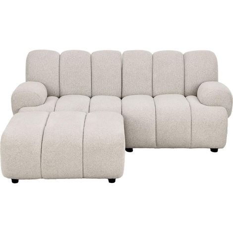 Karin Modulsofa linksausgerichtet 2,5 Pers. mit Pouf sandfarben.