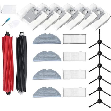 Kit di parti di ricambio FOREHILL compatibile con Roborock S8 S8 Plus Pro Ultra: 4 filtri, 6 spazzole laterali, 4 panni per mocio, 1 spazzola