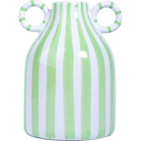 Gestreifte Keramik Vase Doppelohr Blume Arrangeur Deko Wohnzimmer (1/3)