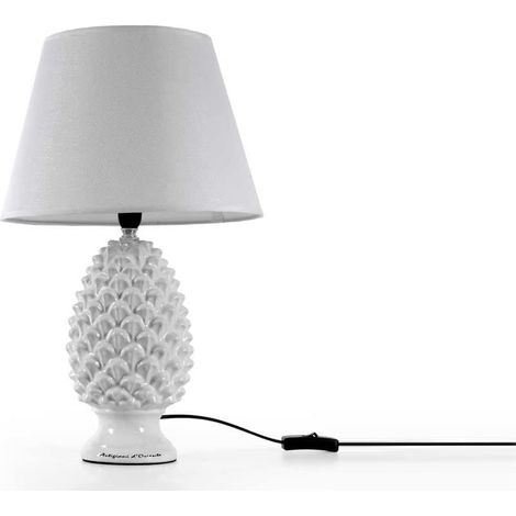 LAMPADA LUMETTO CON DESIGN A PIGNA CON BASE IN COLORE BIANCO 52 CM