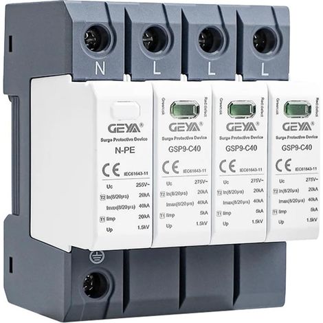 Parasurtenseur 20KA-40KA SPD Parafoudre de Maison Type de Rail Din (3P+N,AC275V) (1/5)