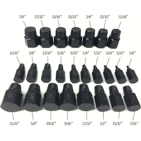 Kit de 25 extracteurs de vis, extracteurs de boulons cassés, extracteurs de goupilles et d'écrous, outils d'extraction pour vis, goujons et raccords endommagés (1/4)