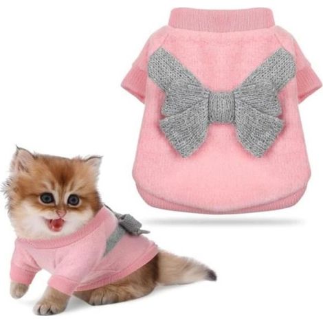 Pull pour chien,pull avec nœud pour chat chien,hiver automne chaud,vêtements en tricot de activité intérieure,vêtements quotidien (1/4)