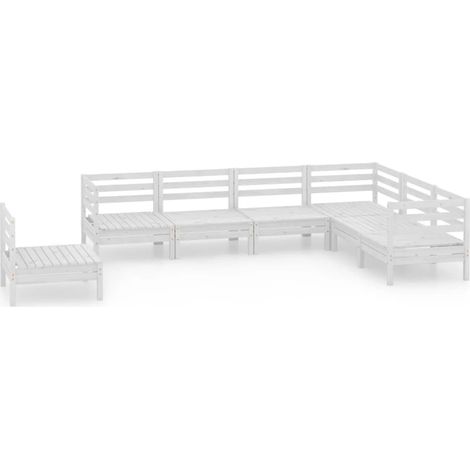 Mobili da giardino mobili da esterno set di mobili 7 pezzi in legno di pino massiccio bianco 020017407
