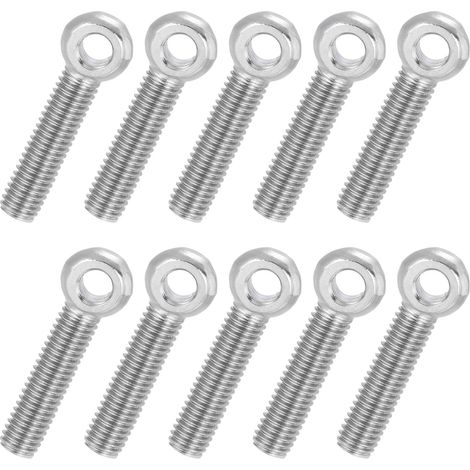 10 Pcs Boulon à Œil M8x40mm Boulon à Œillet de Levage pour Balancement d'Épaule, Vis Filetage Complet en Acier Inoxydable 304, Filetage Métrique Trou Coulissant, Couleur Argentée (1/5)