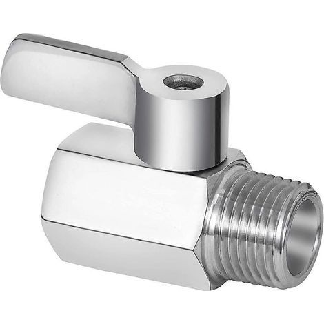 Robinet d'arrêt pour pommeau de douche. mini-robinet à bille en acier inoxydable 304. filetage NPT (1/2 pouce mâle x 1/2 pouce femelle). (1/5)