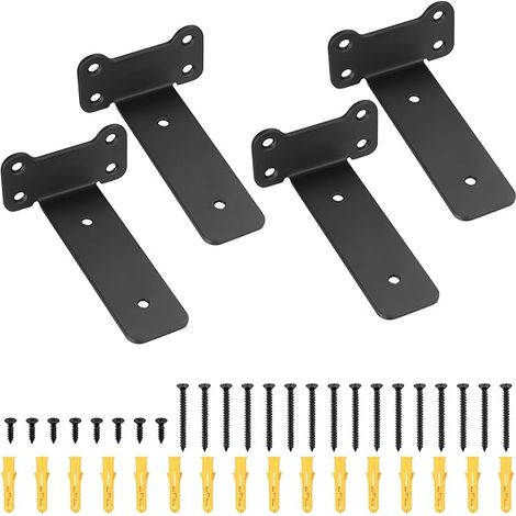 Wall Brackets, Invisible Wall Brackets, Floating Shelf Brackets, Black, Shelf Brackets for Shelf Cabinet Mounting (Cat Ear Style, Black 125 mm) (1/5)