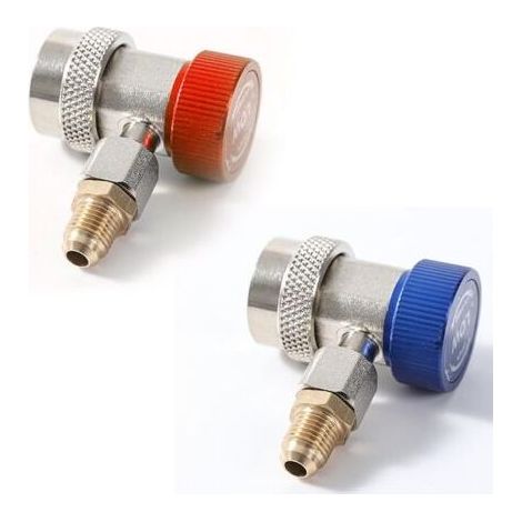 2 Pièces AC R134A Raccords Rapides, Adaptateur Réfrigérant Automobile, Haute Et Basse Pression Kit De Conversion De Climatisation De Voiture, Pour La Climatisation Distributeur de Réfrigérant (1/5)