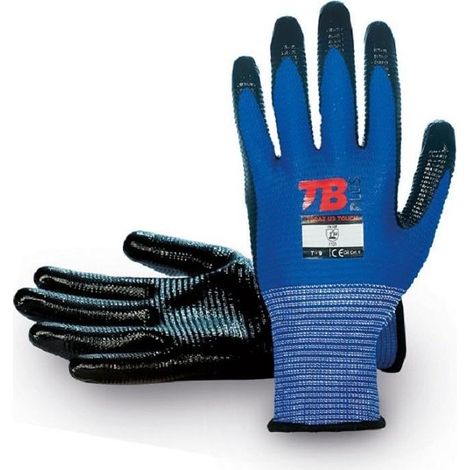 guante de protección mecánica u3 touch. poliéster u3. nitrilo negro. puño elástico. automoción - tomas bodero t/guante talla l-9