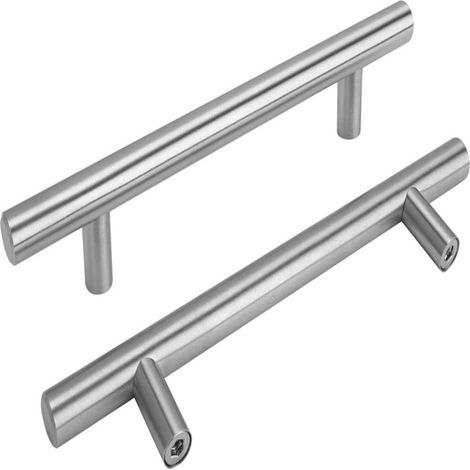 Pull De Armario - Acero Inoxidable - Acabado Niquel Cepillado - Distancia Entre Agujeros No Especificada - Para Cocina Armario Y Muebles - 10 Unidades (1/5)