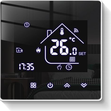 Thermostat Miroir Thermostat de Chauffage Thermostat d'ambiance programmable Thermostat Mural numérique pour Chauffage par Le Sol électrique 16A TGR85EP (1/4)
